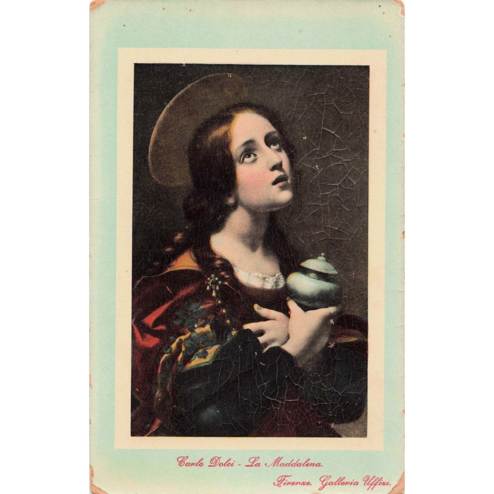 Firenze Florence Italy Postcard Carlo Dolci La Maddalena Mary Magdalene Uffizi